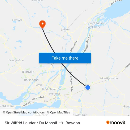 Sir-Wilfrid-Laurier / Du Massif to Rawdon map