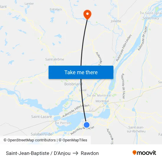 Saint-Jean-Baptiste / D'Anjou to Rawdon map