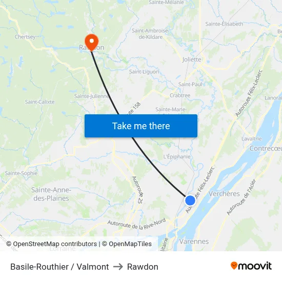 Basile-Routhier / Valmont to Rawdon map