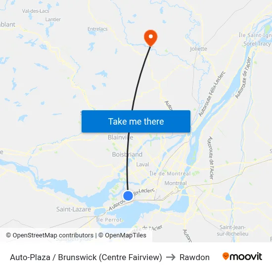 Auto-Plaza / Brunswick (Centre Fairview) to Rawdon map