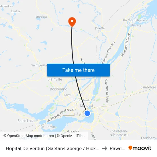 Hôpital De Verdun (Gaétan-Laberge / Hickson) to Rawdon map