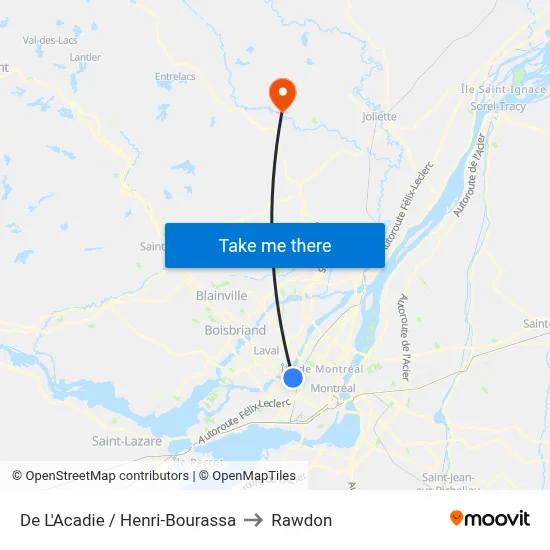 De L'Acadie / Henri-Bourassa to Rawdon map
