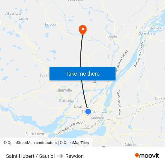 Saint-Hubert / Sauriol to Rawdon map