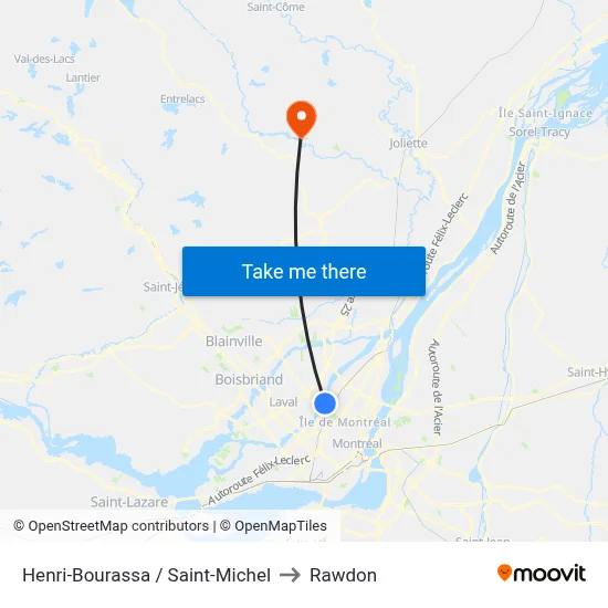 Henri-Bourassa / Saint-Michel to Rawdon map