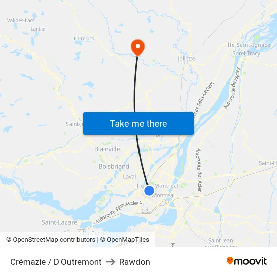 Crémazie / D'Outremont to Rawdon map