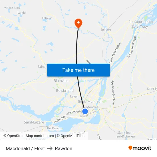 Macdonald / Fleet to Rawdon map