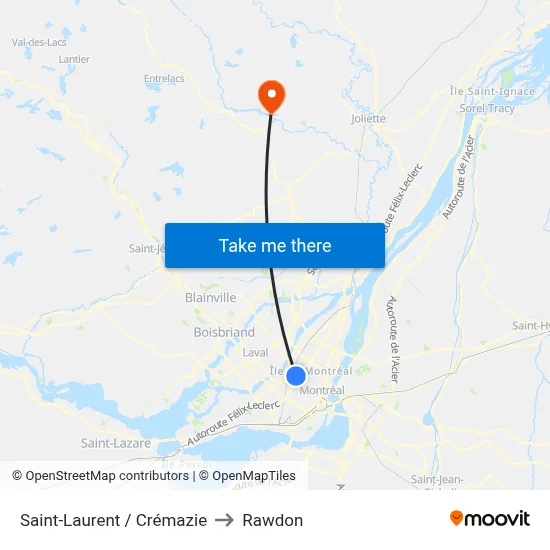 Saint-Laurent / Crémazie to Rawdon map