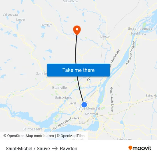 Saint-Michel / Sauvé to Rawdon map