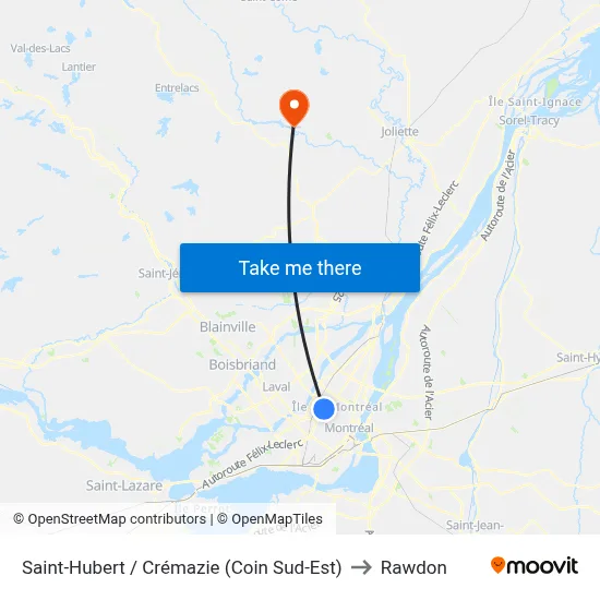 Saint-Hubert / Crémazie (Coin Sud-Est) to Rawdon map