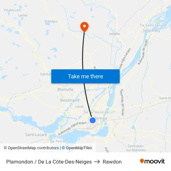 Plamondon / De La Côte-Des-Neiges to Rawdon map