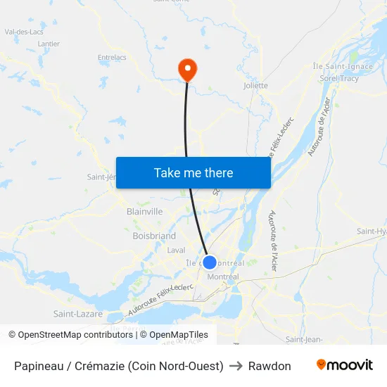 Papineau / Crémazie (Coin Nord-Ouest) to Rawdon map