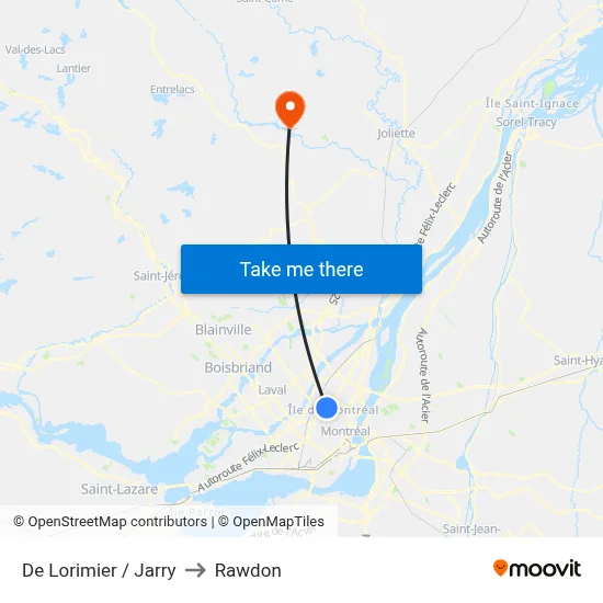 De Lorimier / Jarry to Rawdon map