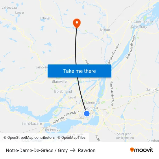 Notre-Dame-De-Grâce / Grey to Rawdon map