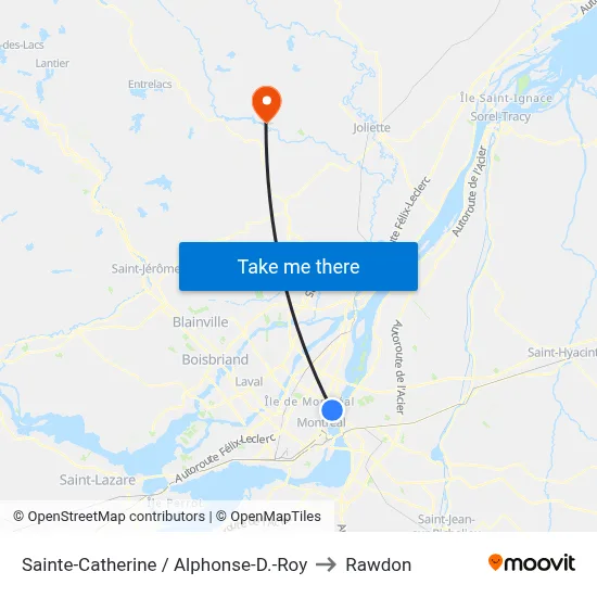 Sainte-Catherine / Alphonse-D.-Roy to Rawdon map