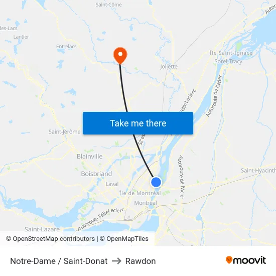 Notre-Dame / Saint-Donat to Rawdon map