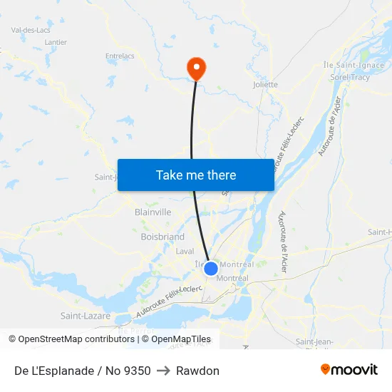 De L'Esplanade / Chabanel to Rawdon map