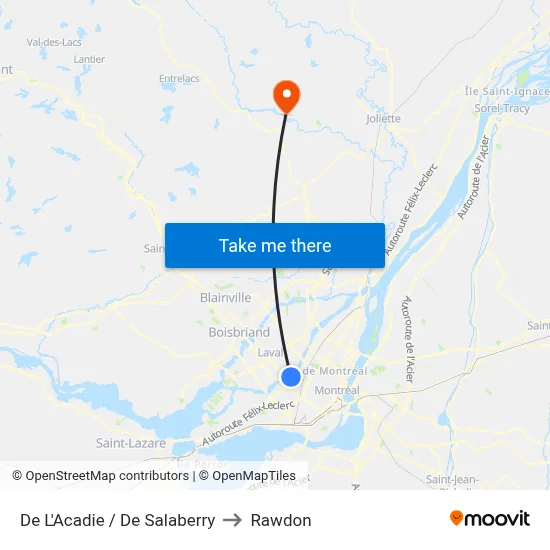 De L'Acadie / De Salaberry to Rawdon map