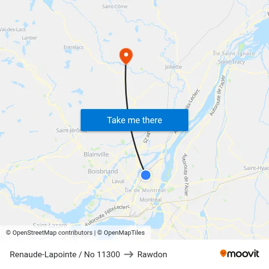 Renaude-Lapointe / No 11300 to Rawdon map