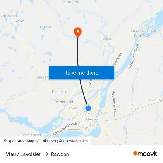 Viau / Lavoisier to Rawdon map