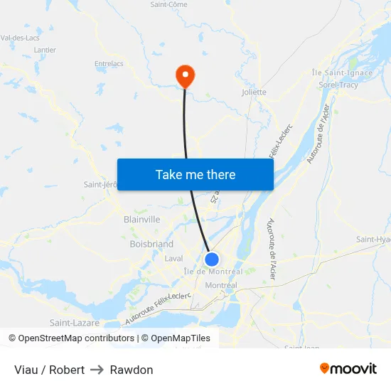 Viau / Robert to Rawdon map