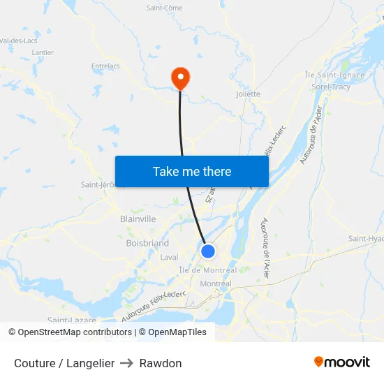Couture / Langelier to Rawdon map