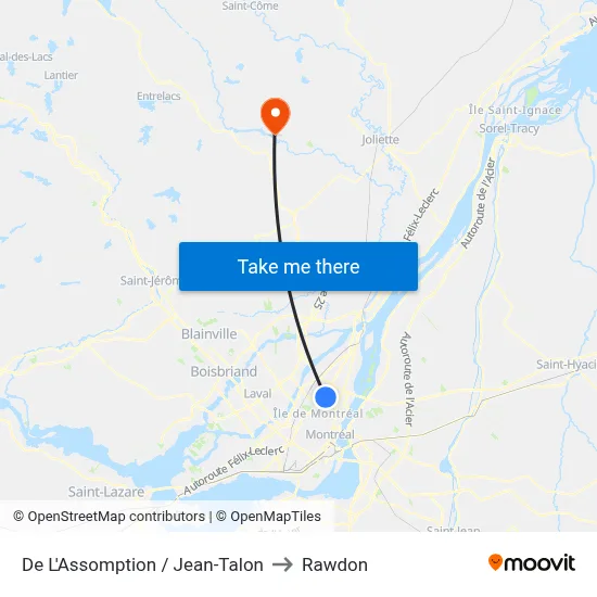 De L'Assomption / Jean-Talon to Rawdon map