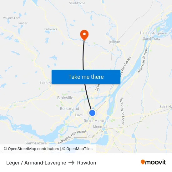 Léger / Armand-Lavergne to Rawdon map