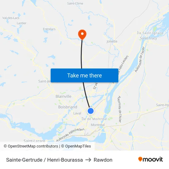 Sainte-Gertrude / Henri-Bourassa to Rawdon map