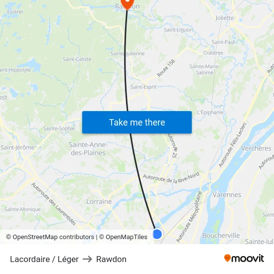 Lacordaire / Léger to Rawdon map