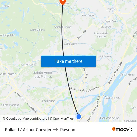 Rolland / Arthur-Chevrier to Rawdon map