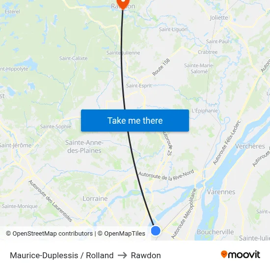 Maurice-Duplessis / Rolland to Rawdon map