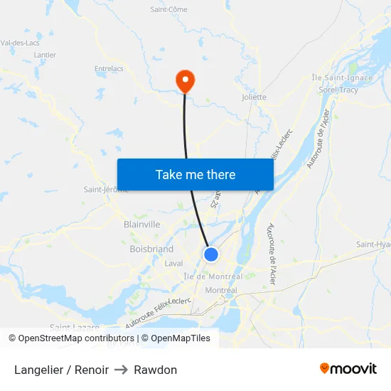 Langelier / Renoir to Rawdon map