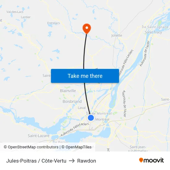 Jules-Poitras / Côte-Vertu to Rawdon map