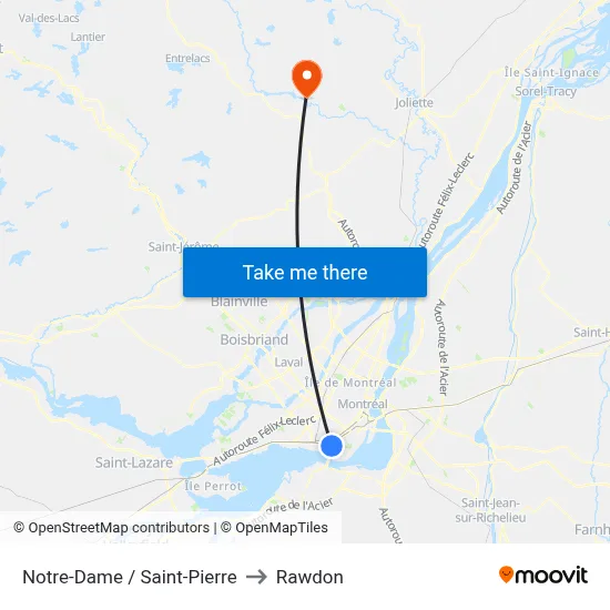 Notre-Dame / Saint-Pierre to Rawdon map