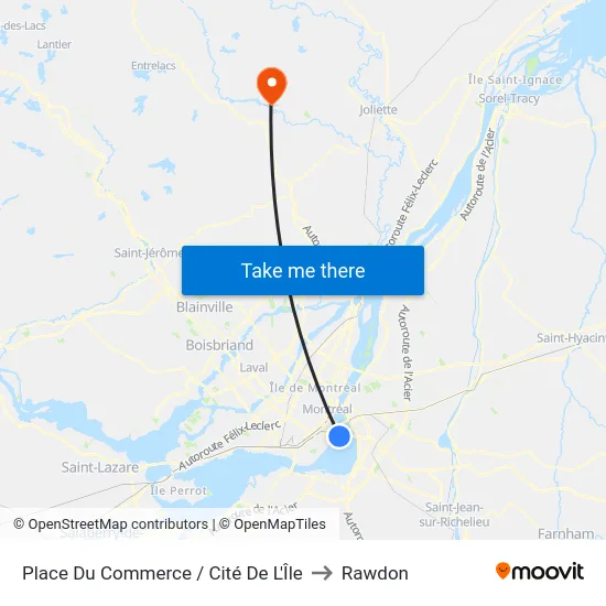 Place Du Commerce / Cité De L'Île to Rawdon map