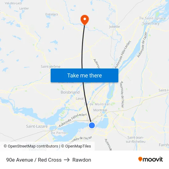 90e Avenue / Red Cross to Rawdon map