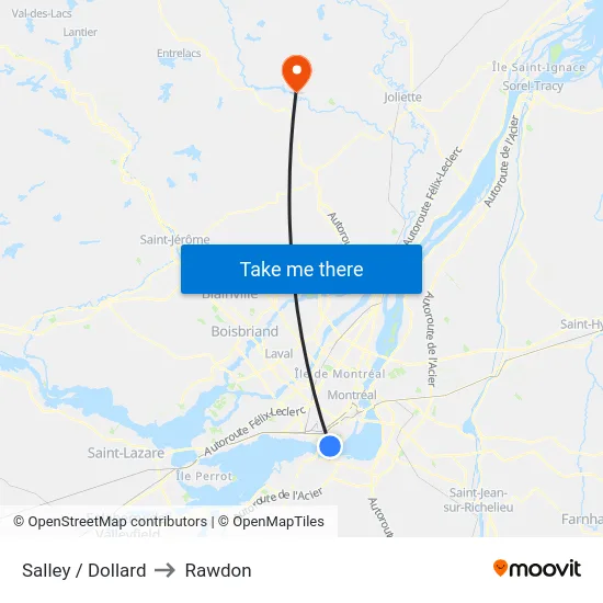 Salley / Dollard to Rawdon map