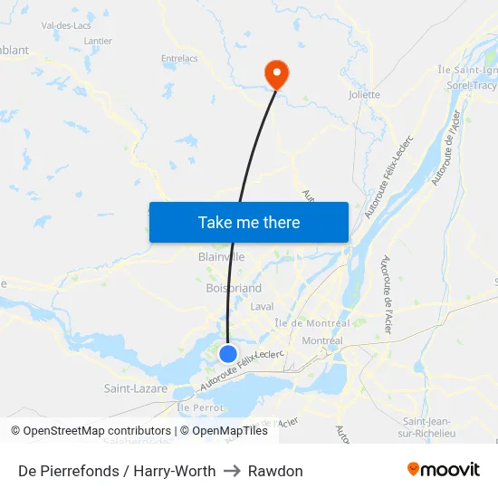 De Pierrefonds / Harry-Worth to Rawdon map