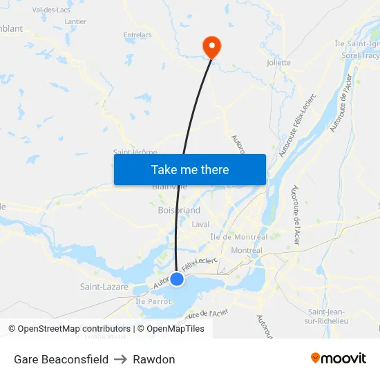 Gare Beaconsfield to Rawdon map