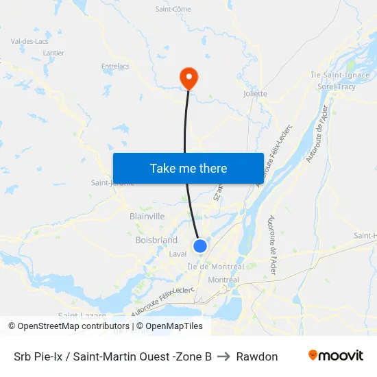 Srb Pie-Ix / Saint-Martin Ouest -Zone B to Rawdon map