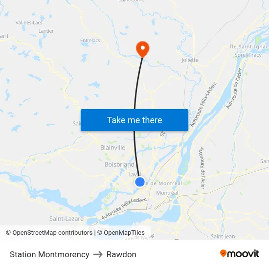 Station Montmorency to Rawdon map