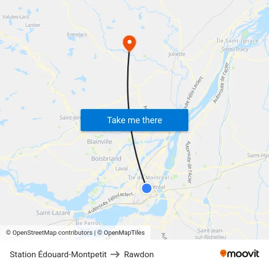 Station Édouard-Montpetit to Rawdon map