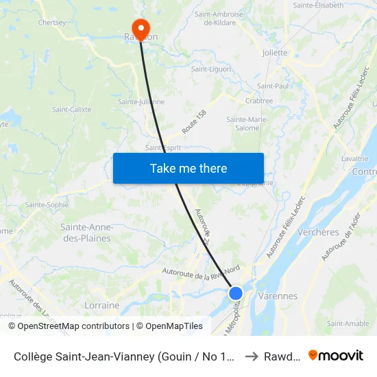 Collège Saint-Jean-Vianney (Gouin / No 12630) to Rawdon map