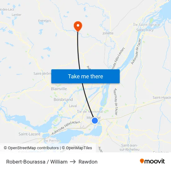 Robert-Bourassa / William to Rawdon map