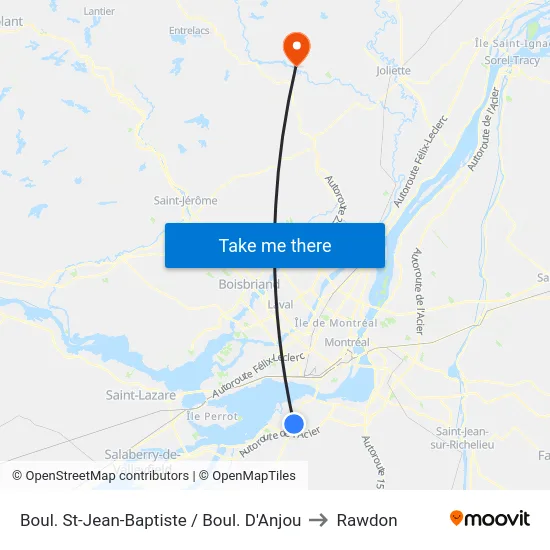 Boul. St-Jean-Baptiste / Boul. D'Anjou to Rawdon map