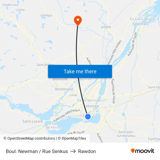 Boul. Newman / Rue Senkus to Rawdon map