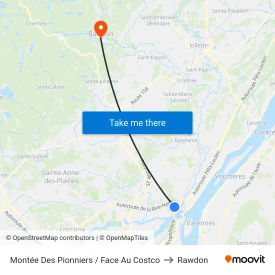 Montée Des Pionniers / Face Au Costco to Rawdon map