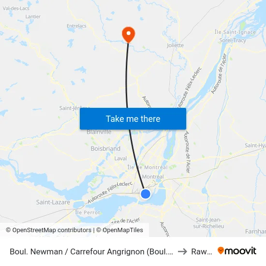Boul. Newman /  Carrefour Angrignon (Boul. Des Trinitaires) to Rawdon map