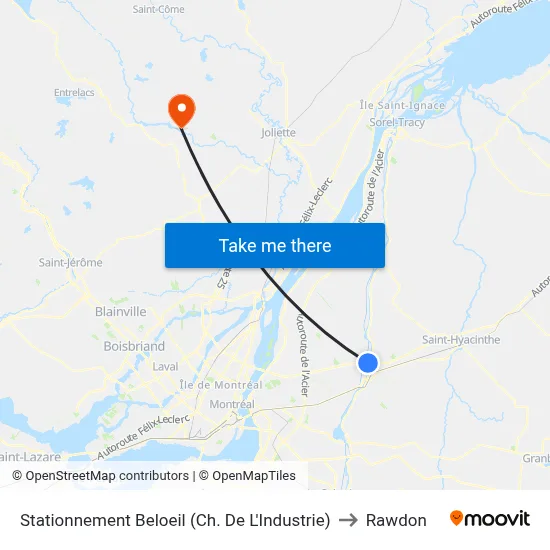 Stationnement Beloeil (Ch. De L'Industrie) to Rawdon map