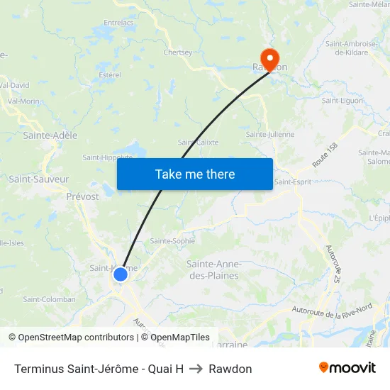 Terminus Saint-Jérôme - Quai H to Rawdon map